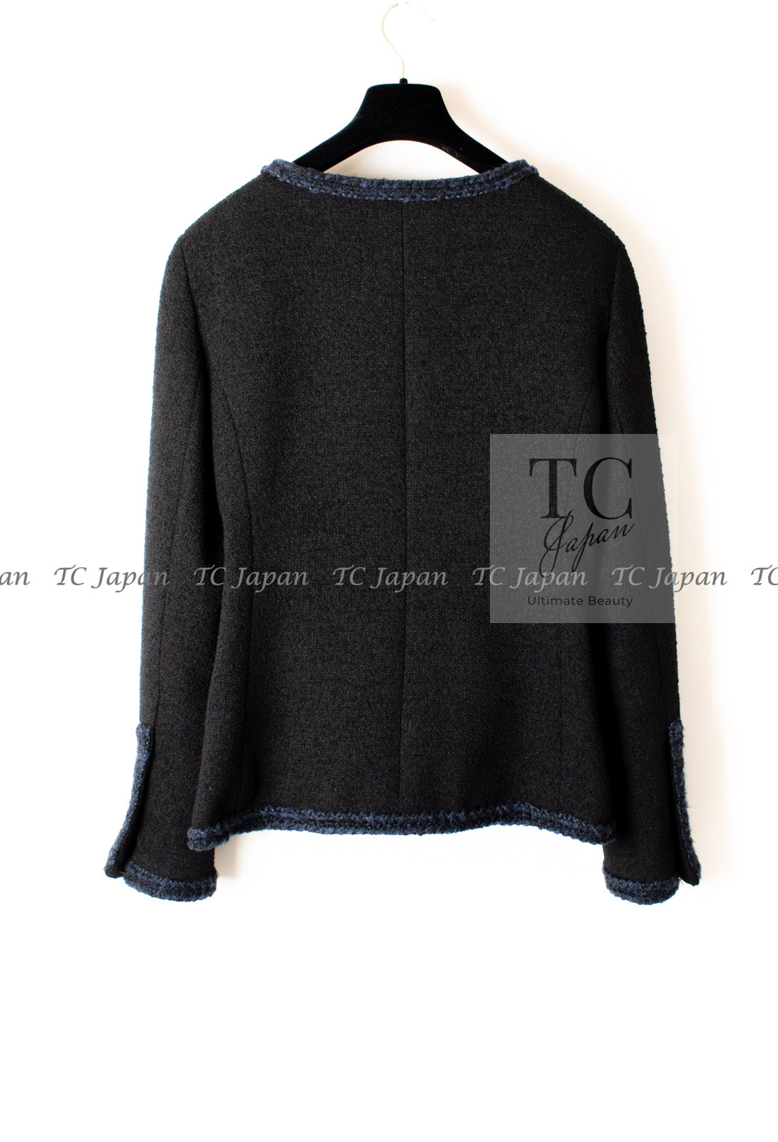 CHANEL 13A Little Black Jacket Navy Braid Trim Wool Silk Tweed 36 38 40 シャネル リトル ブラック ジャケット ネイビー ブレイド トリム ウール シルク ツイード 女優 チェ・ジュウ 即発