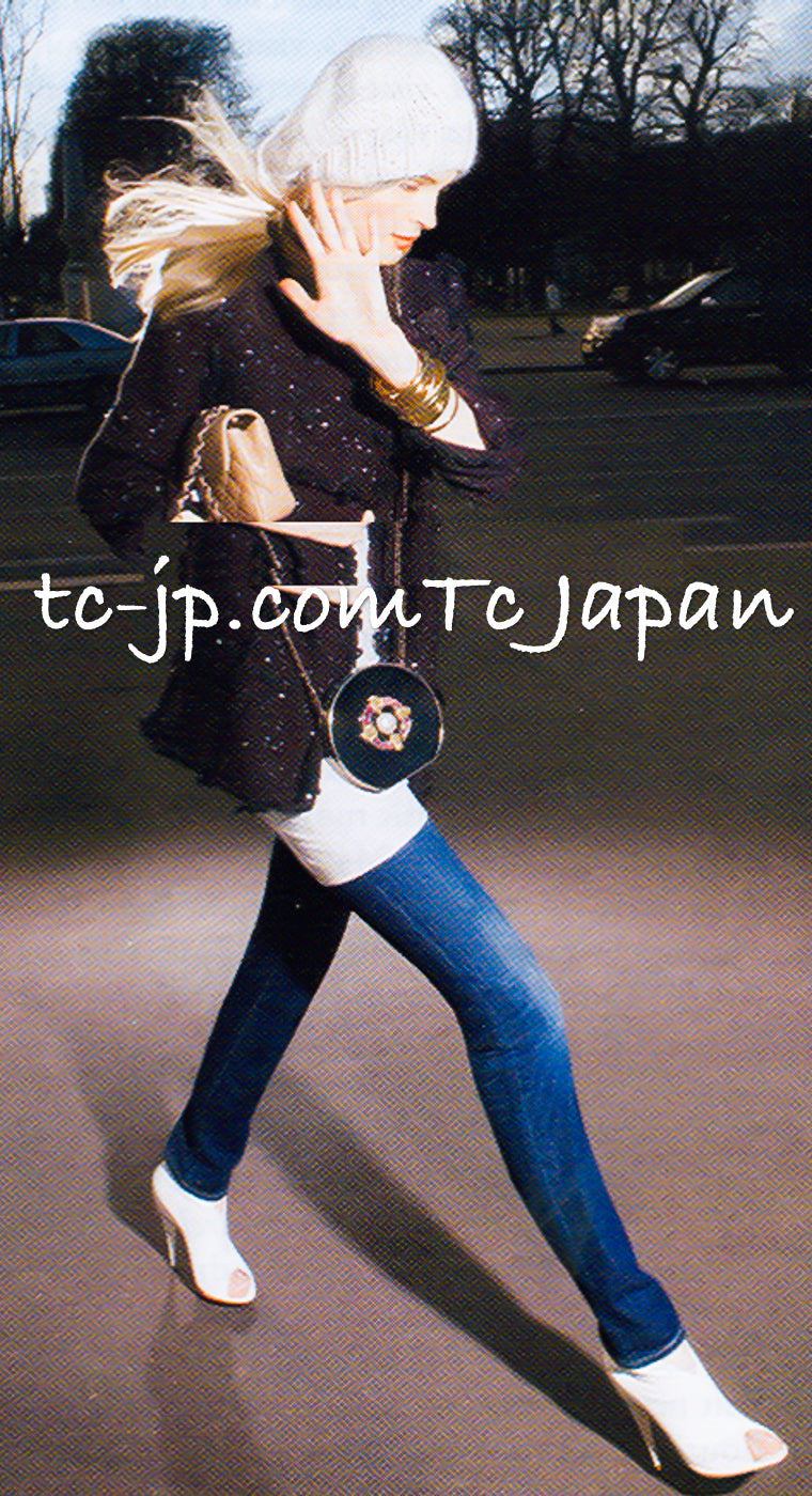 CHANEL 07PF Plum Burgundy Sequin Tweed Jacket Coat Skirt Suit 38 40 シャネル プラム バーガンディー スパンコール ツイード ジャケット コート スカート スーツ 即発