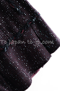CHANEL 07PF Plum Burgundy Sequin Tweed Jacket Coat Skirt Suit 38 40 シャネル プラム バーガンディー スパンコール ツイード ジャケット コート スカート スーツ 即発