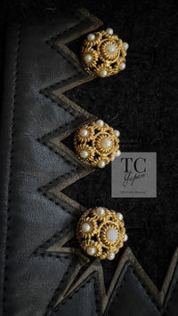 CHANEL 15PF Black Wool Mohair Leather Trim Collarless Jacket 34 シャネル ブラック ウール モヘア レザートリム ノーカラー ジャケット 即発