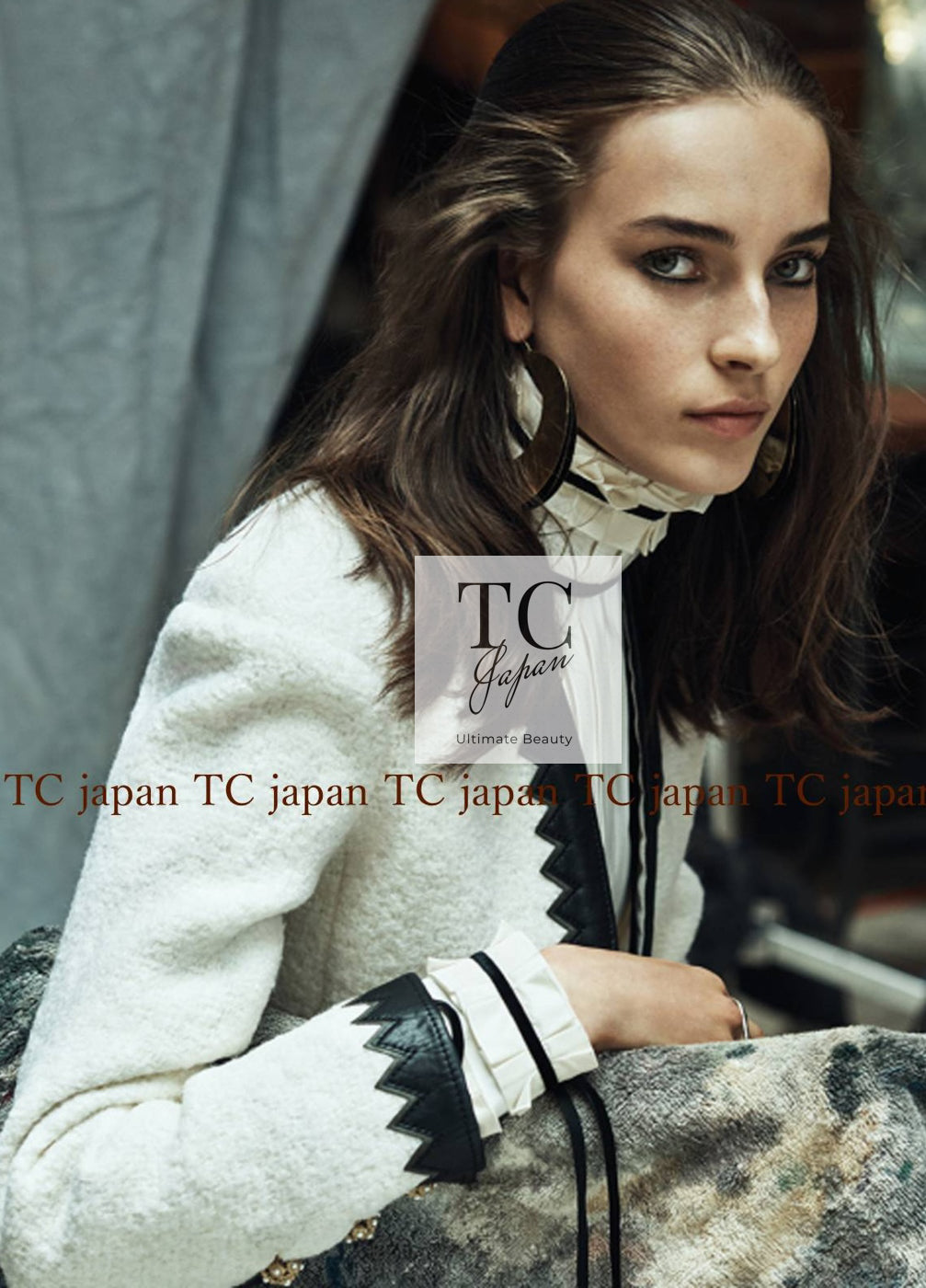 CHANEL 15PF Ivory Wool Mohair Leather Trim Jacket 34 38 シャネル アイボリー ウール モヘア レザートリム ジャケット 即発