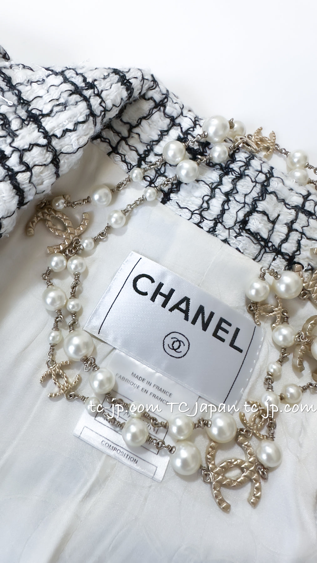 CHANEL 06C White Black Cotton Jacket Coat Lindsay Lohan 38 シャネル ホワイト ブラック コットン ジャケット コート 即発