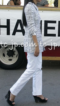 CHANEL 06C White Black Cotton Jacket Coat Lindsay Lohan 38 シャネル ホワイト ブラック コットン ジャケット コート 即発