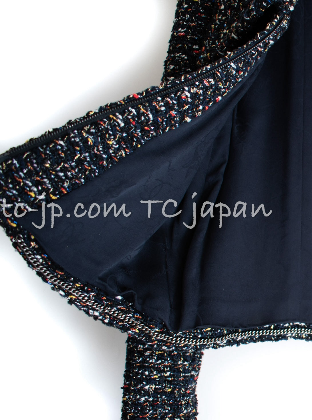CHANEL 15A Black Multicolor Cotton Zipper Fantasy Tweed Jacket 40 シャネル ブラック マルチカラー コットン ジッパー ファンタジー ツイード ジャケット 即発