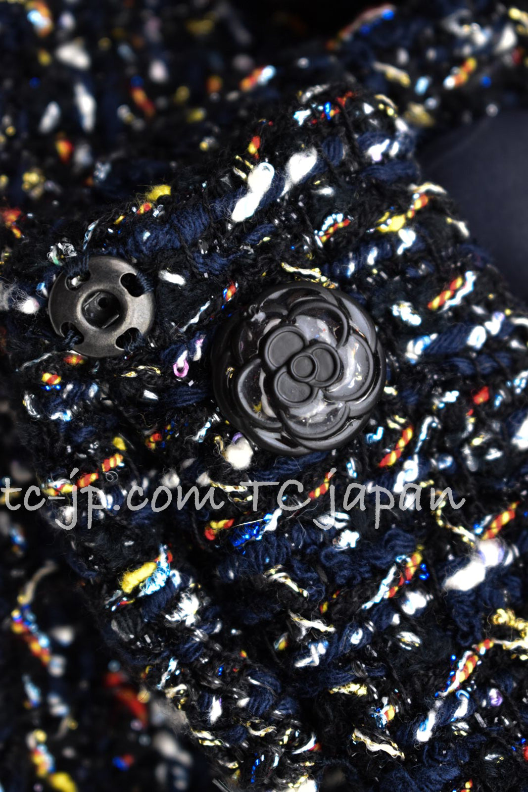 CHANEL 15A Black Multicolor Cotton Zipper Fantasy Tweed Jacket 40 シャネル ブラック マルチカラー コットン ジッパー ファンタジー ツイード ジャケット 即発
