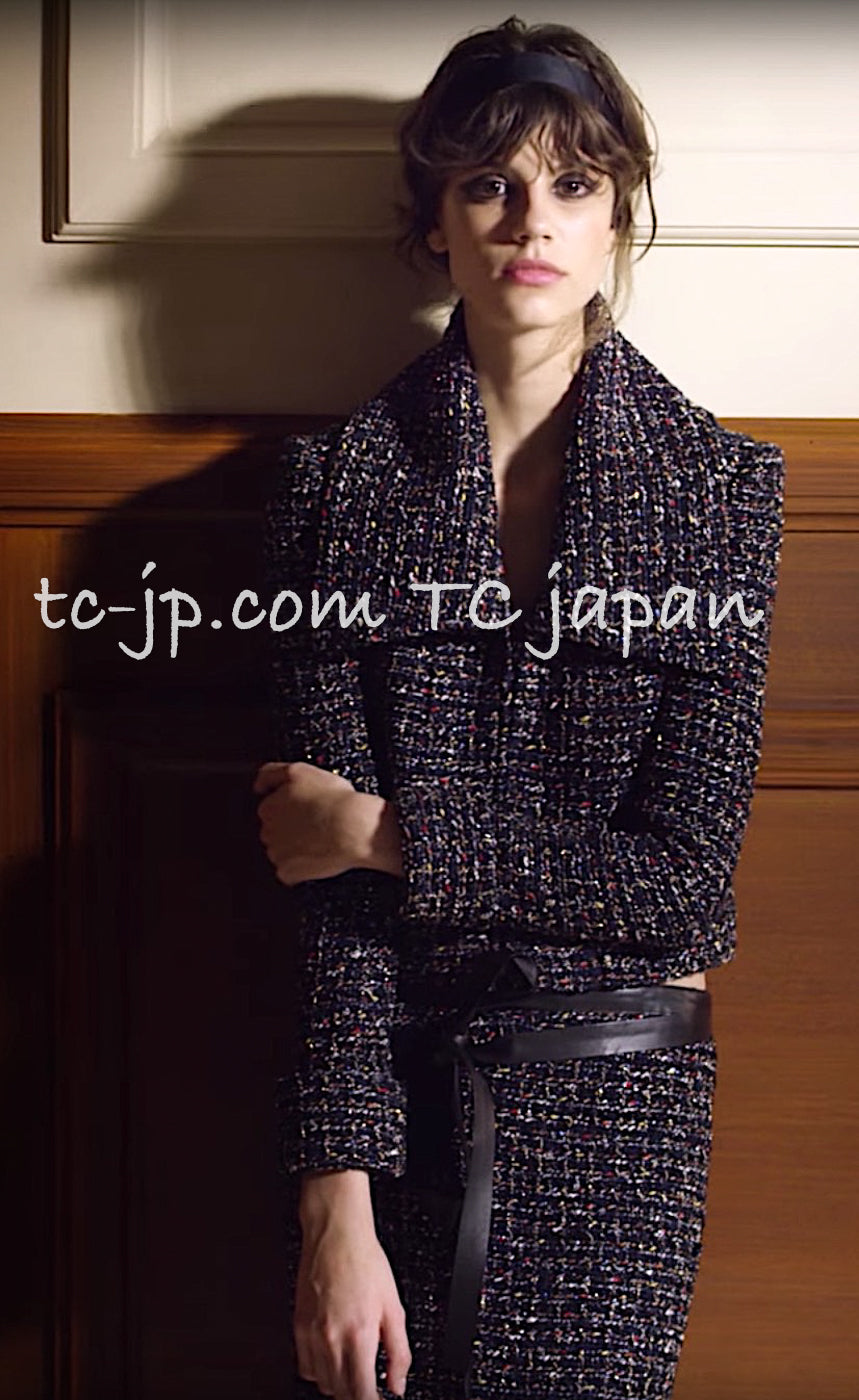 CHANEL 15A Black Multicolor Cotton Zipper Fantasy Tweed Jacket 40 シャネル ブラック マルチカラー コットン ジッパー ファンタジー ツイード ジャケット 即発