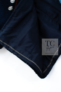 CHANEL 09PF Navy Black Red Trim Moscow Wool Tweed Jacket 38 シャネル ネイビー ブラック レッド トリム ロマノフ ウール ツイード ジャケット 即発