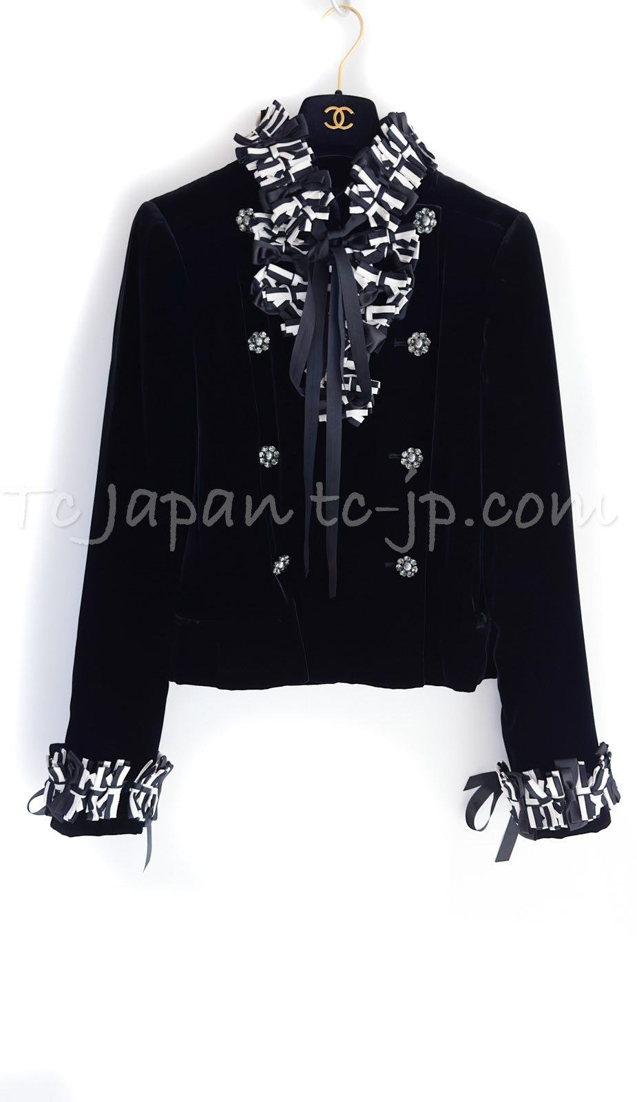 CHANEL 08PF Black Velvet Ribbon Jacket Metiers d'Art 34 シャネル ブラック ベルベット 職人技の結集 リボン細工 メティエダール ジャケット 即発