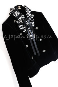 CHANEL 08PF Black Velvet Ribbon Jacket Metiers d'Art 34 シャネル ブラック ベルベット 職人技の結集 リボン細工 メティエダール ジャケット 即発