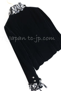 CHANEL 08PF Black Velvet Ribbon Jacket Metiers d'Art 34 シャネル ブラック ベルベット 職人技の結集 リボン細工 メティエダール ジャケット 即発
