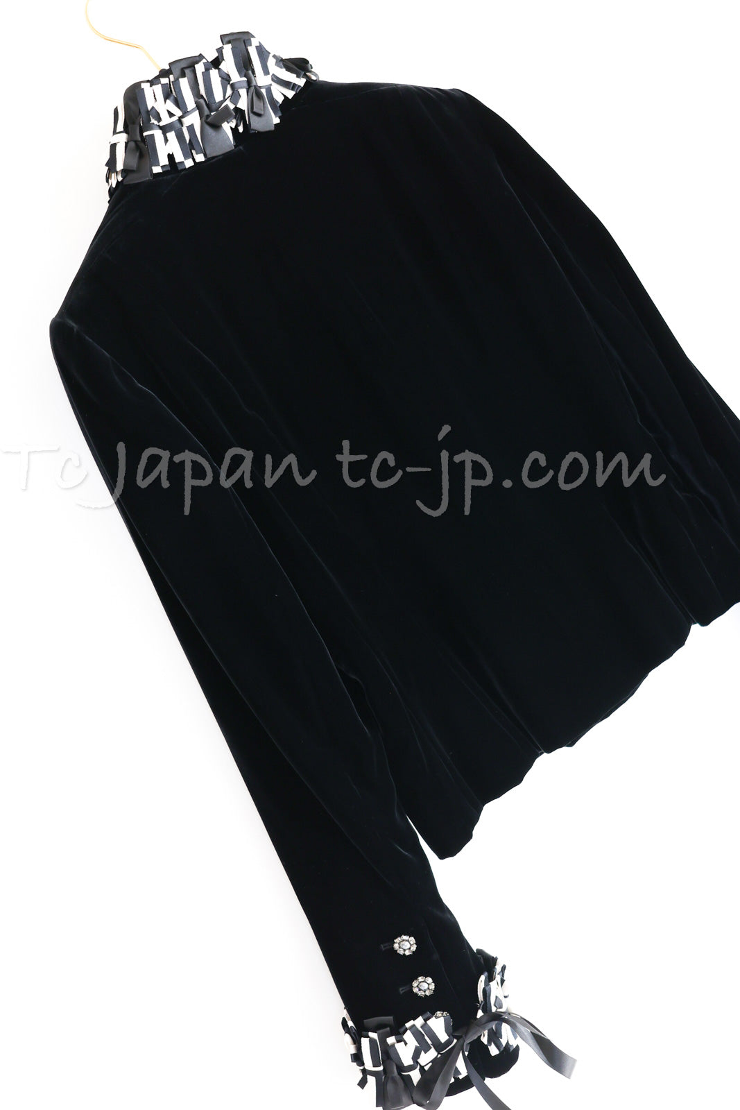 CHANEL 08PF Black Velvet Ribbon Jacket Metiers d'Art 34 シャネル ブラック ベルベット 職人技の結集 リボン細工 メティエダール ジャケット 即発