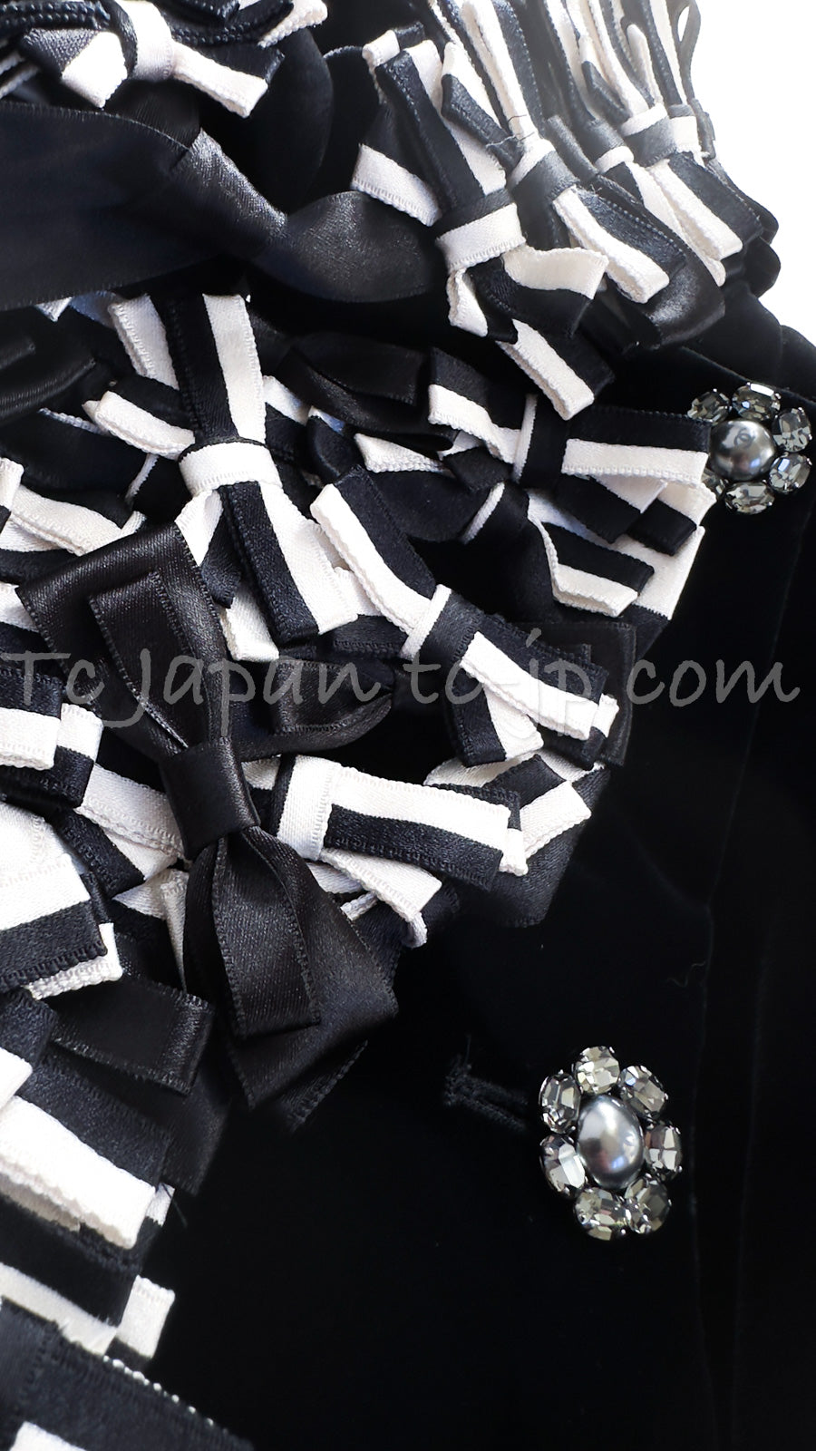 CHANEL 08PF Black Velvet Ribbon Jacket Metiers d'Art 34 シャネル ブラック ベルベット 職人技の結集 リボン細工 メティエダール ジャケット 即発