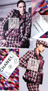 CHANEL 04A Purple Multicolor Mix Tweed Jacket 36 38 シャネル パープル マルチカラー ミックス ポップ ツイード ジャケット 即発