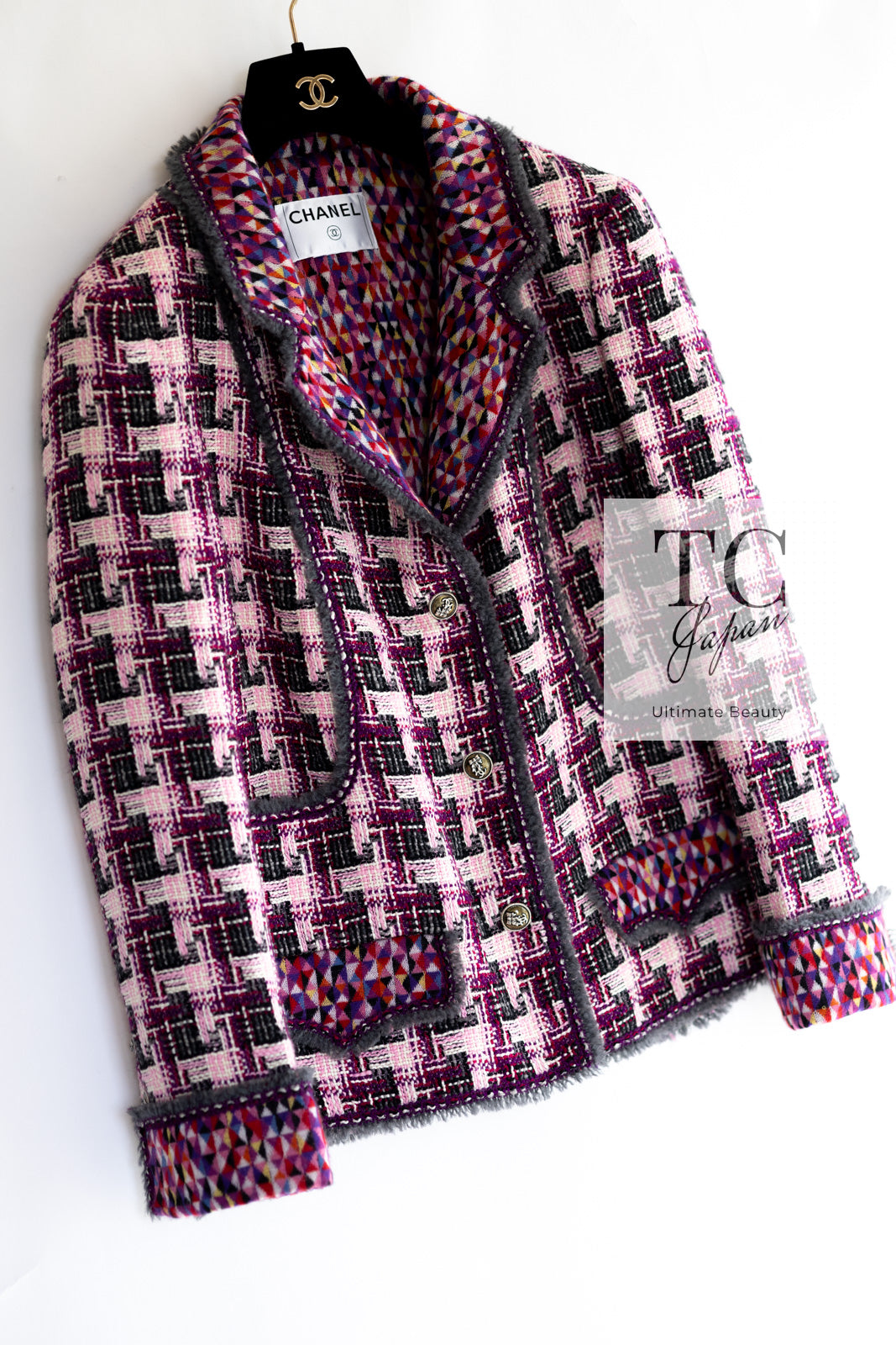 CHANEL 04A Purple Multicolor Mix Tweed Jacket 36 38 シャネル パープル マルチカラー ミックス ポップ ツイード ジャケット 即発
