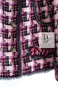 CHANEL 04A Purple Multicolor Mix Tweed Jacket 36 38 シャネル パープル マルチカラー ミックス ポップ ツイード ジャケット 即発