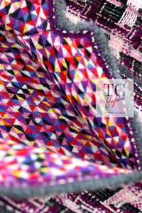 CHANEL 04A Purple Multicolor Mix Tweed Jacket 36 38 シャネル パープル マルチカラー ミックス ポップ ツイード ジャケット 即発
