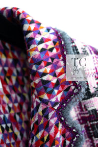 CHANEL 04A Purple Multicolor Mix Tweed Jacket 36 38 シャネル パープル マルチカラー ミックス ポップ ツイード ジャケット 即発