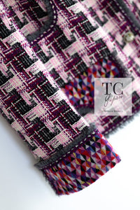 CHANEL 04A Purple Multicolor Mix Tweed Jacket 36 38 シャネル パープル マルチカラー ミックス ポップ ツイード ジャケット 即発