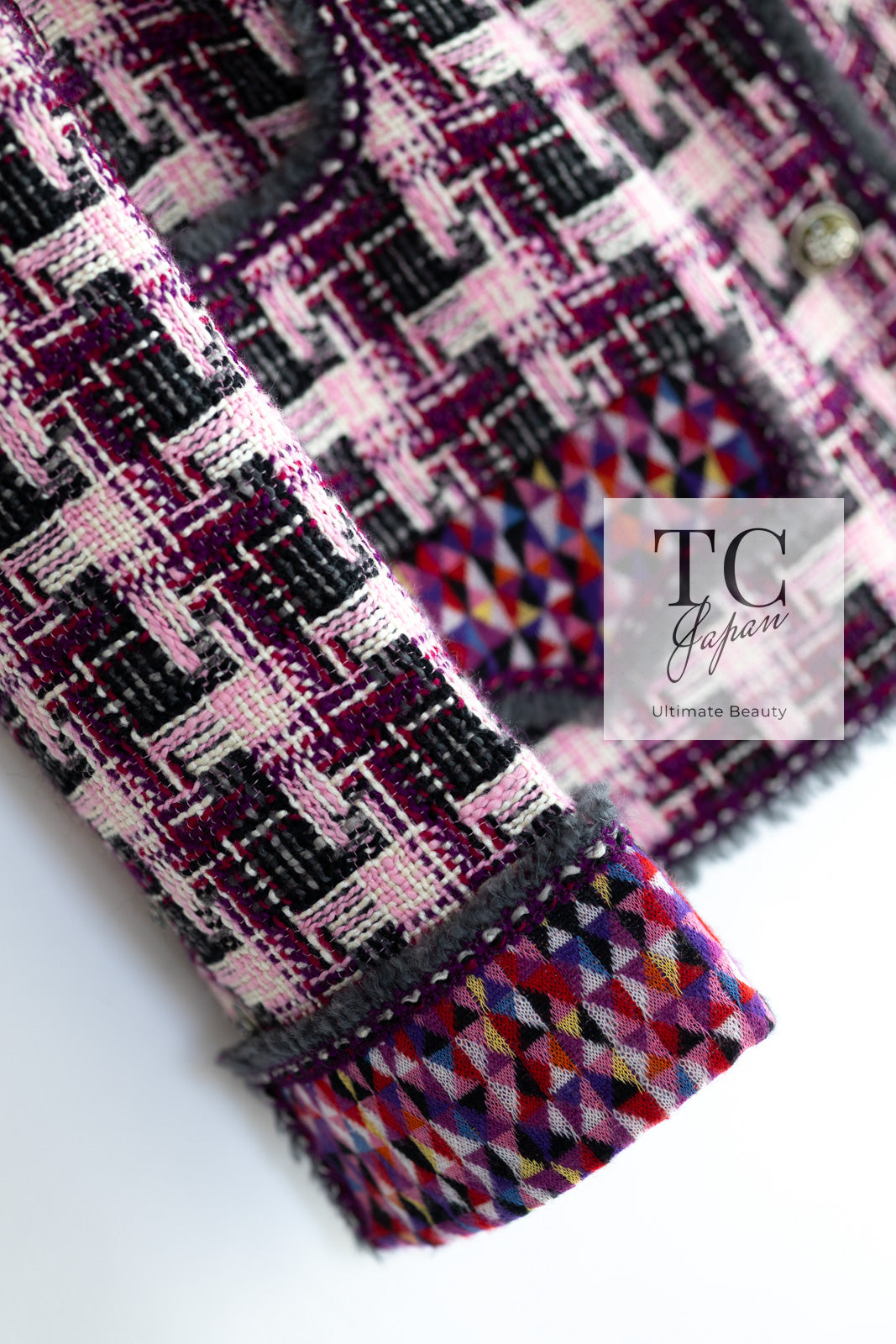 CHANEL 04A Purple Multicolor Mix Tweed Jacket 36 38 シャネル パープル マルチカラー ミックス ポップ ツイード ジャケット 即発