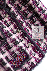 CHANEL 04A Purple Multicolor Mix Tweed Jacket 36 38 シャネル パープル マルチカラー ミックス ポップ ツイード ジャケット 即発