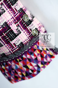 CHANEL 04A Purple Multicolor Mix Tweed Jacket 36 38 シャネル パープル マルチカラー ミックス ポップ ツイード ジャケット 即発