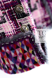 CHANEL 04A Purple Multicolor Mix Tweed Jacket 36 38 シャネル パープル マルチカラー ミックス ポップ ツイード ジャケット 即発