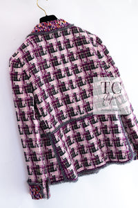 CHANEL 04A Purple Multicolor Mix Tweed Jacket 36 38 シャネル パープル マルチカラー ミックス ポップ ツイード ジャケット 即発