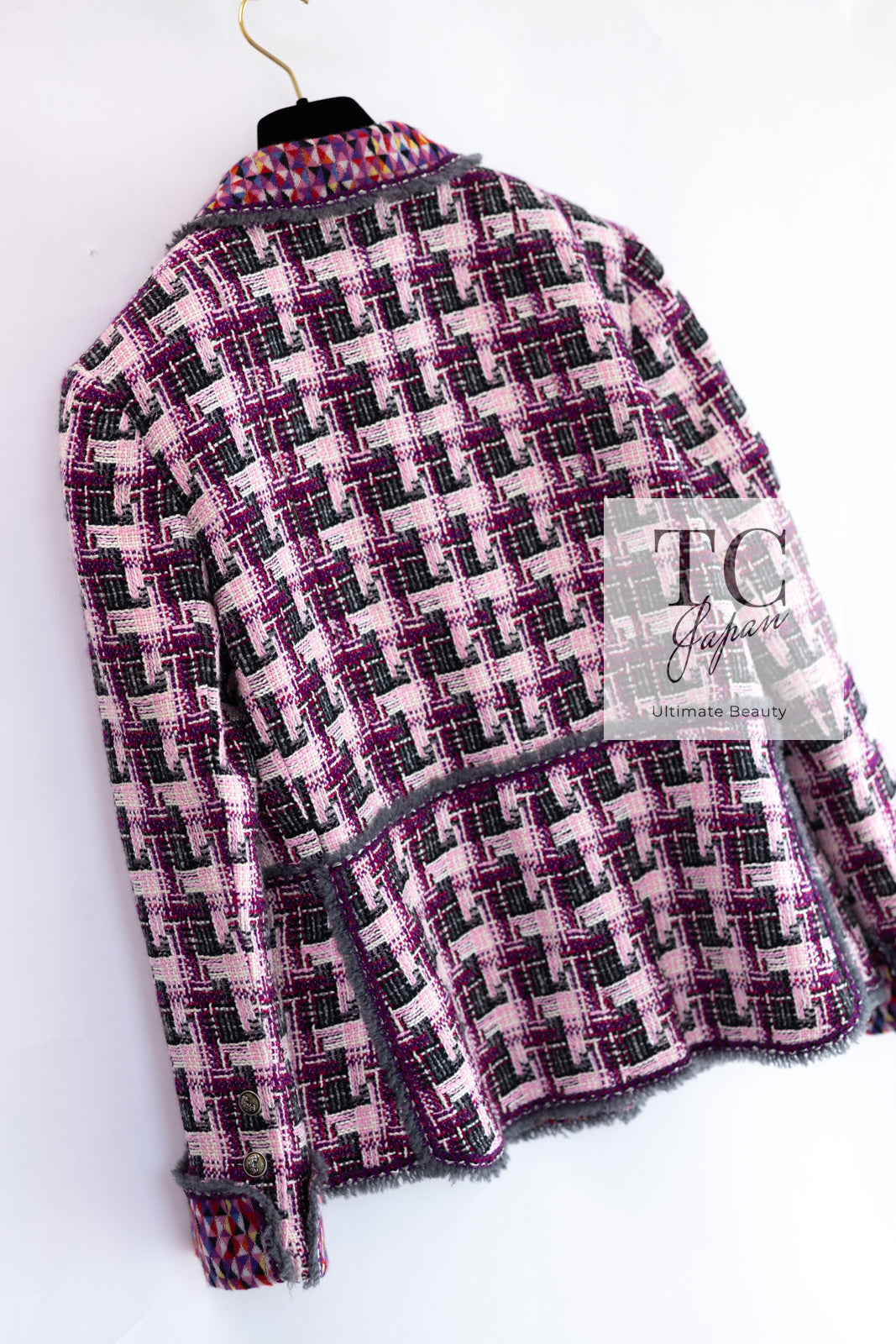 CHANEL 04A Purple Multicolor Mix Tweed Jacket 36 38 シャネル パープル マルチカラー ミックス ポップ ツイード ジャケット 即発