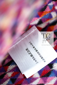 CHANEL 04A Purple Multicolor Mix Tweed Jacket 36 38 シャネル パープル マルチカラー ミックス ポップ ツイード ジャケット 即発