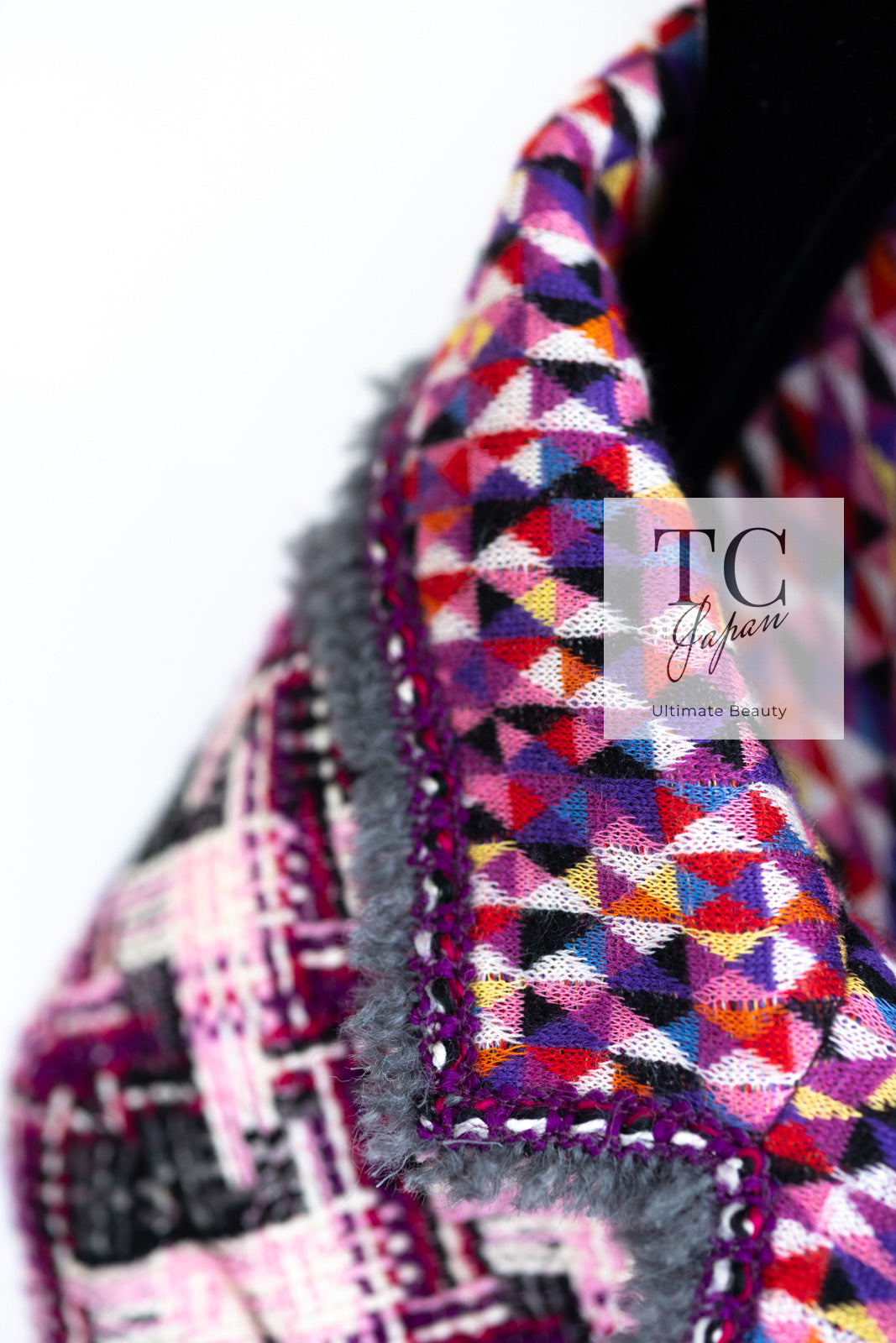 CHANEL 04A Purple Multicolor Mix Tweed Jacket 36 38 シャネル パープル マルチカラー ミックス ポップ ツイード ジャケット 即発