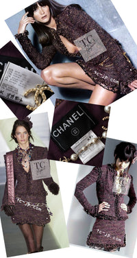 CHANEL 03A Purple Mixed Wool Mohair Fringe Tweed Jacket 38 シャネル パープル ミックス ウール モヘア フリンジ ツイード ジャケット 即発