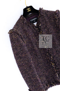 CHANEL 03A Purple Mixed Wool Mohair Fringe Tweed Jacket 38 シャネル パープル ミックス ウール モヘア フリンジ ツイード ジャケット 即発