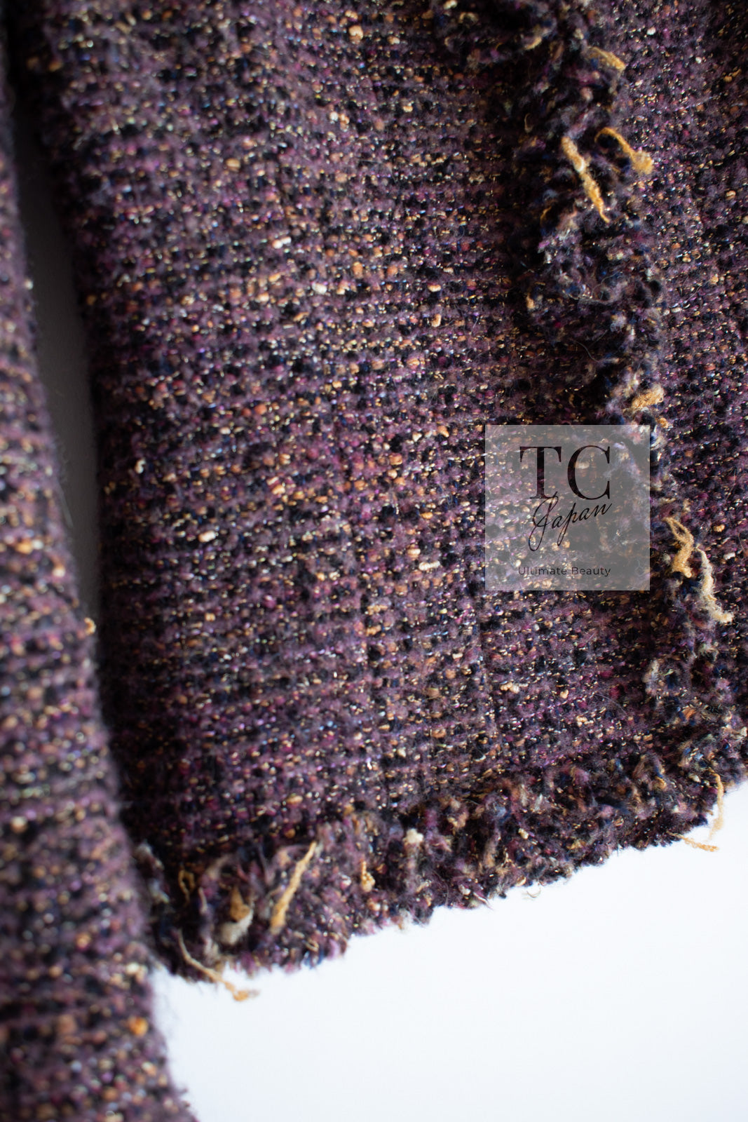 CHANEL 03A Purple Mixed Wool Mohair Fringe Tweed Jacket 38 シャネル パープル ミックス ウール モヘア フリンジ ツイード ジャケット 即発