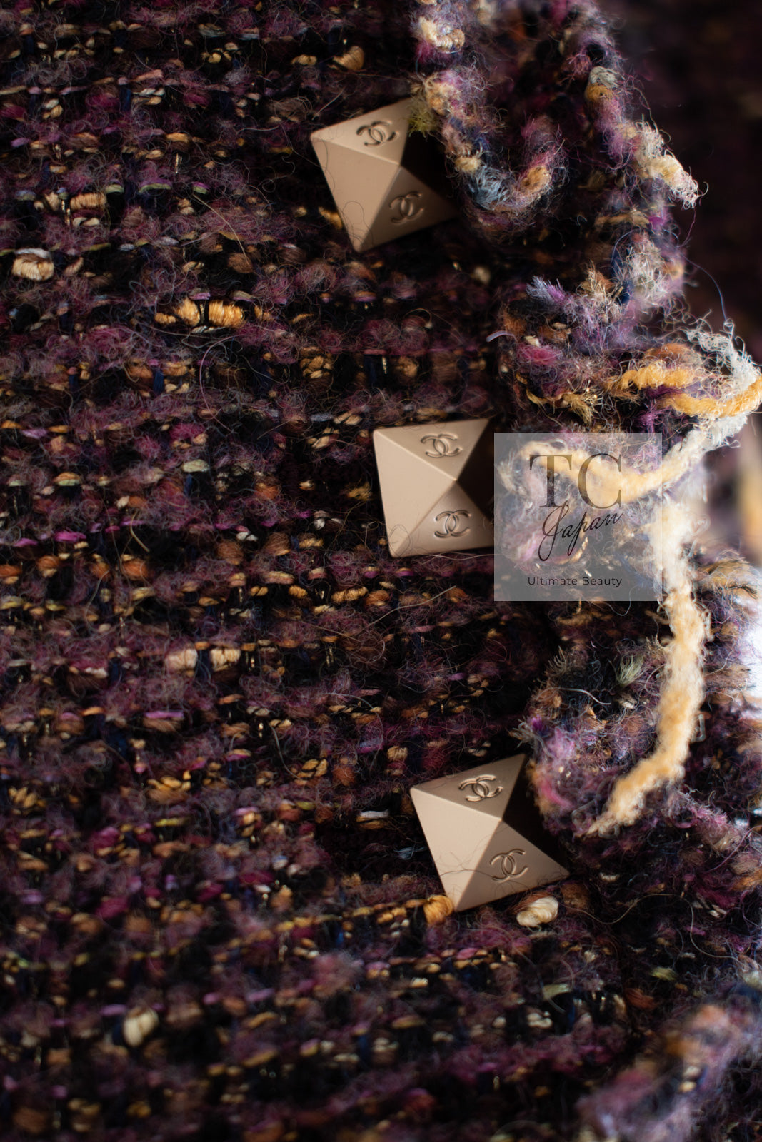 CHANEL 03A Purple Mixed Wool Mohair Fringe Tweed Jacket 38 シャネル パープル ミックス ウール モヘア フリンジ ツイード ジャケット 即発