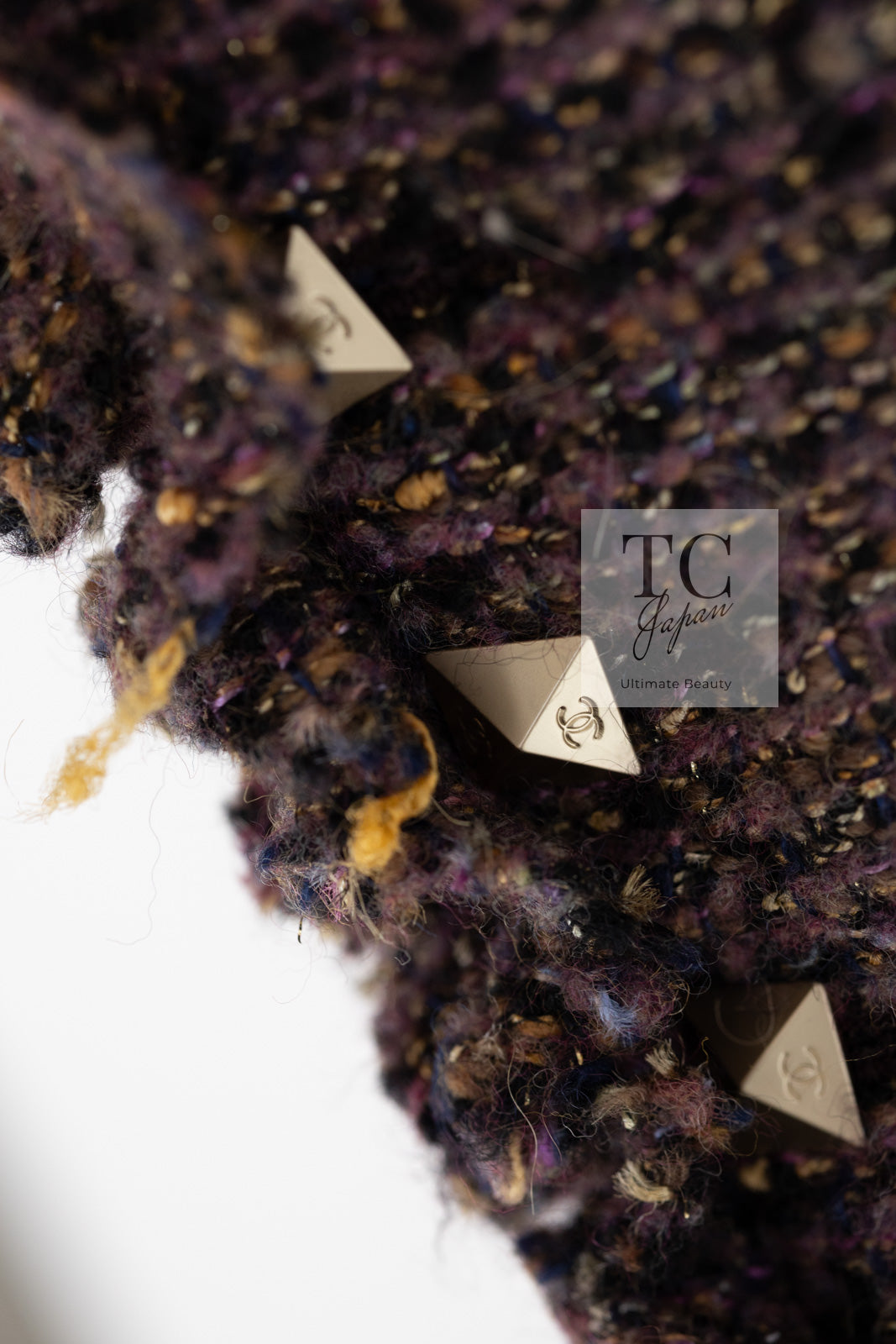 CHANEL 03A Purple Mixed Wool Mohair Fringe Tweed Jacket 38 シャネル パープル ミックス ウール モヘア フリンジ ツイード ジャケット 即発