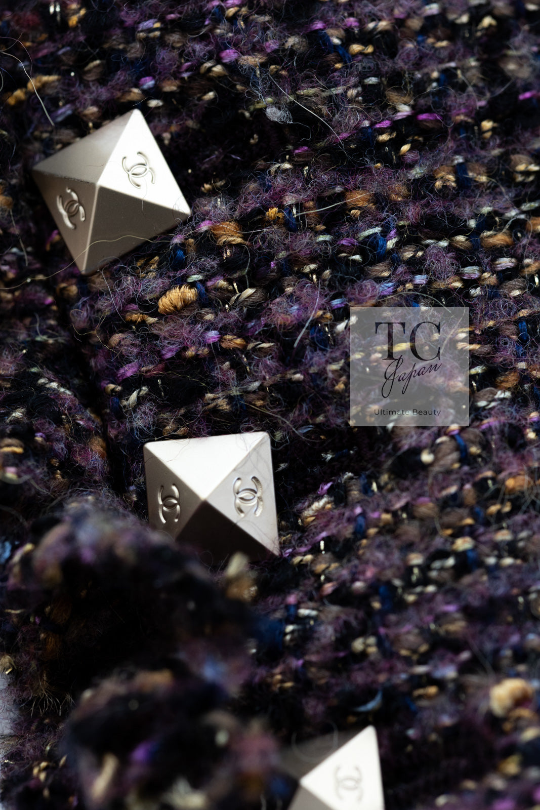 CHANEL 03A Purple Mixed Wool Mohair Fringe Tweed Jacket 38 シャネル パープル ミックス ウール モヘア フリンジ ツイード ジャケット 即発