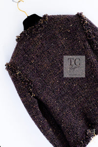 CHANEL 03A Purple Mixed Wool Mohair Fringe Tweed Jacket 38 シャネル パープル ミックス ウール モヘア フリンジ ツイード ジャケット 即発