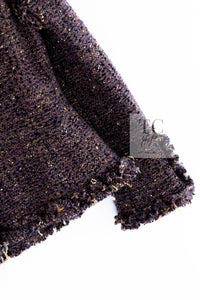 CHANEL 03A Purple Mixed Wool Mohair Fringe Tweed Jacket 38 シャネル パープル ミックス ウール モヘア フリンジ ツイード ジャケット 即発