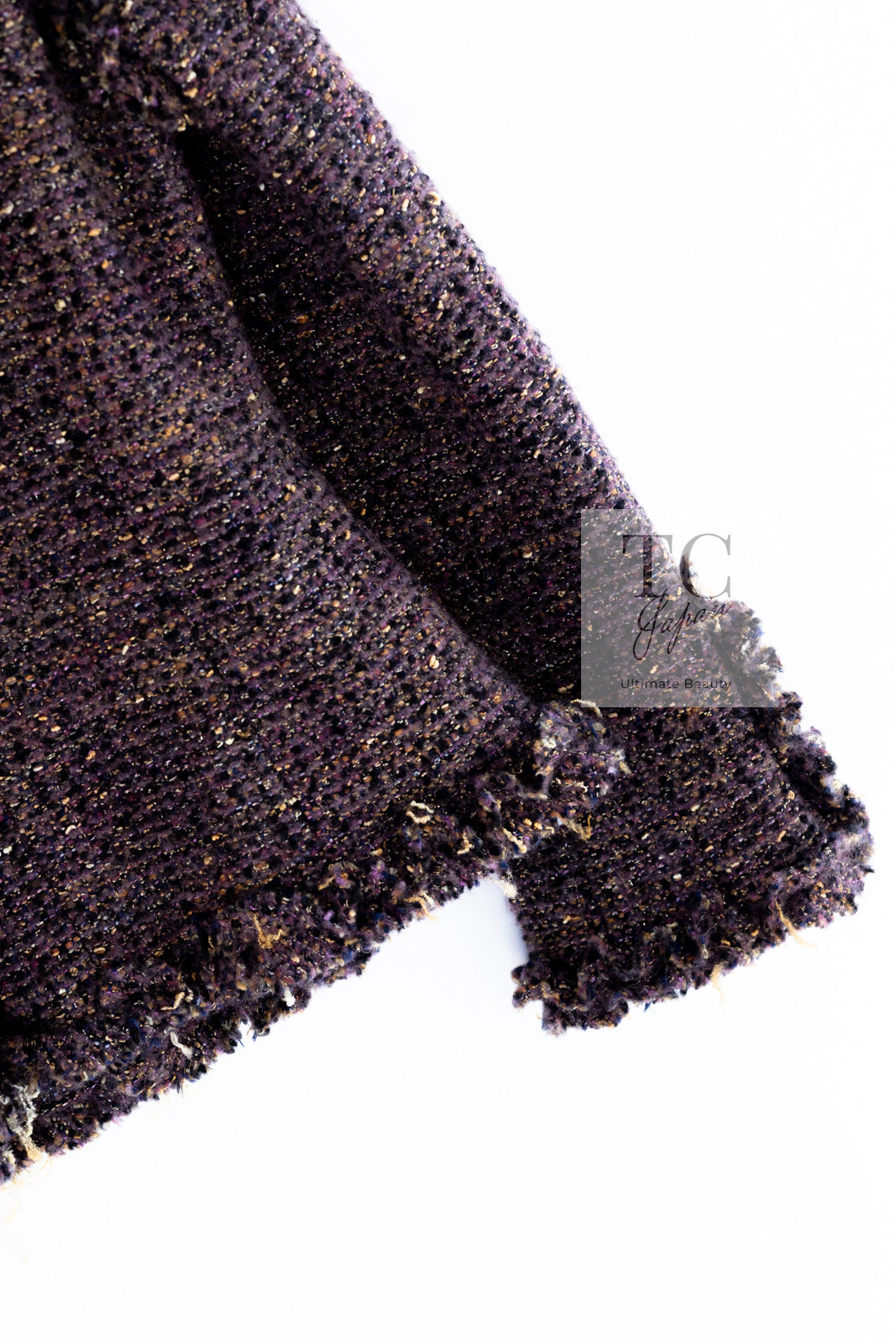 CHANEL 03A Purple Mixed Wool Mohair Fringe Tweed Jacket 38 シャネル パープル ミックス ウール モヘア フリンジ ツイード ジャケット 即発