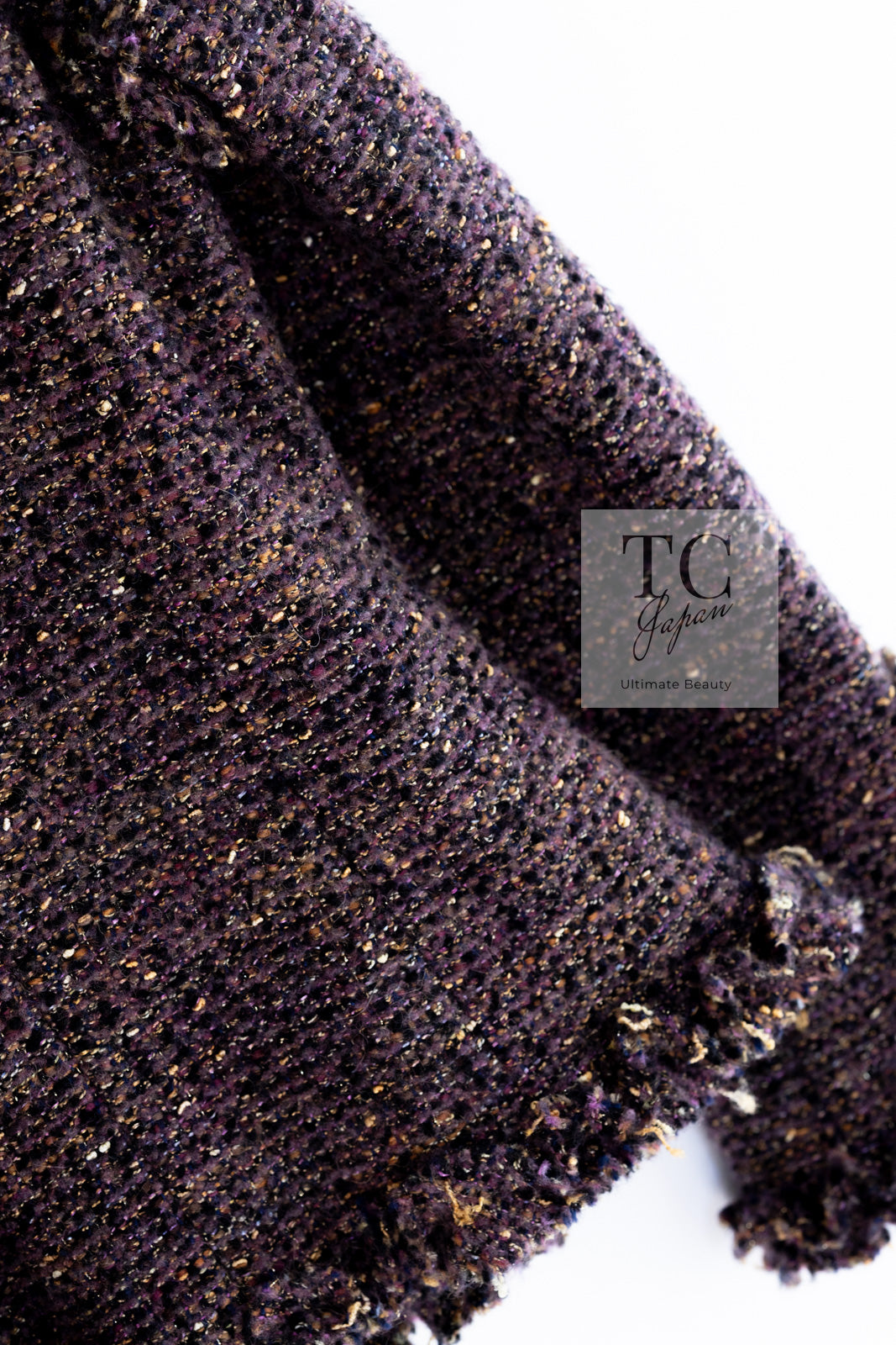 CHANEL 03A Purple Mixed Wool Mohair Fringe Tweed Jacket 38 シャネル パープル ミックス ウール モヘア フリンジ ツイード ジャケット 即発