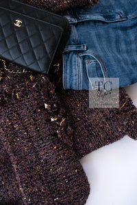 CHANEL 03A Purple Mixed Wool Mohair Fringe Tweed Jacket 38 シャネル パープル ミックス ウール モヘア フリンジ ツイード ジャケット 即発
