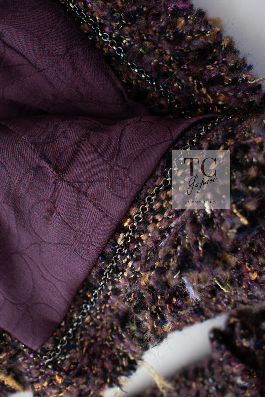 CHANEL 03A Purple Mixed Wool Mohair Fringe Tweed Jacket 38 シャネル パープル ミックス ウール モヘア フリンジ ツイード ジャケット 即発