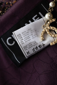 CHANEL 03A Purple Mixed Wool Mohair Fringe Tweed Jacket 38 シャネル パープル ミックス ウール モヘア フリンジ ツイード ジャケット 即発