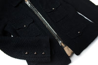 CHANEL 11S Black Chain Trimming Zipper Cotton Jacket 38 シャネル ブラック チェーントリム ジッパー コットン ジャケット 即発