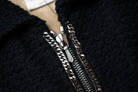 CHANEL 11S Black Chain Trimming Zipper Cotton Jacket 38 シャネル ブラック チェーントリム ジッパー コットン ジャケット 即発