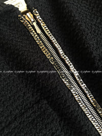 CHANEL 11S Black Chain Trimming Zipper Cotton Jacket 38 シャネル ブラック チェーントリム ジッパー コットン ジャケット 即発