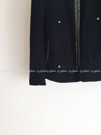 CHANEL 11S Black Chain Trimming Zipper Cotton Jacket 38 シャネル ブラック チェーントリム ジッパー コットン ジャケット 即発