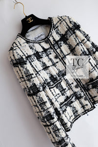 CHANEL 06PF Black Ivory Gripox Buttons Lesage Tweed Jacket 38 シャネル アイボリー ブラック グリポワ 宝石 ボタン ルサージュ ツイード ジャケット 即発