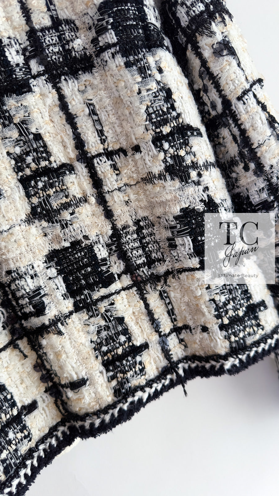 CHANEL 06PF Black Ivory Gripox Buttons Lesage Tweed Jacket 38 シャネル アイボリー ブラック グリポワ 宝石 ボタン ルサージュ ツイード ジャケット 即発