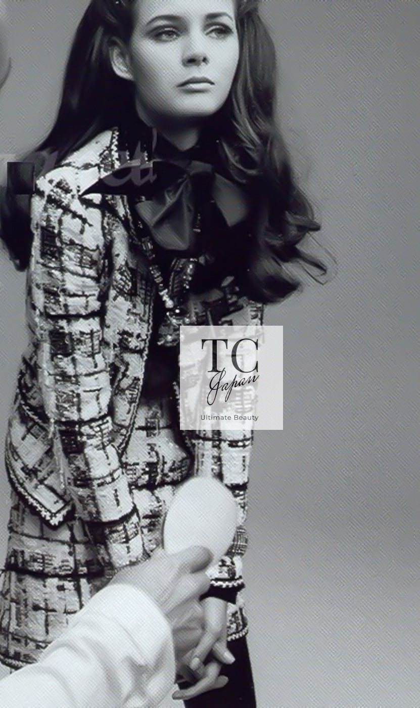 CHANEL 06PF Black Ivory Gripox Buttons Lesage Tweed Jacket 38 シャネル アイボリー ブラック グリポワ 宝石 ボタン ルサージュ ツイード ジャケット 即発